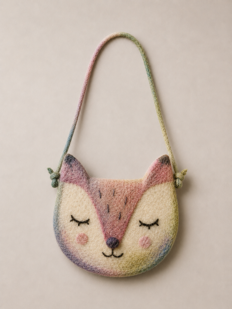 Merino wool felt bag. A durable and elegant fashion accessory created by the "Entre Fibres" workshop.