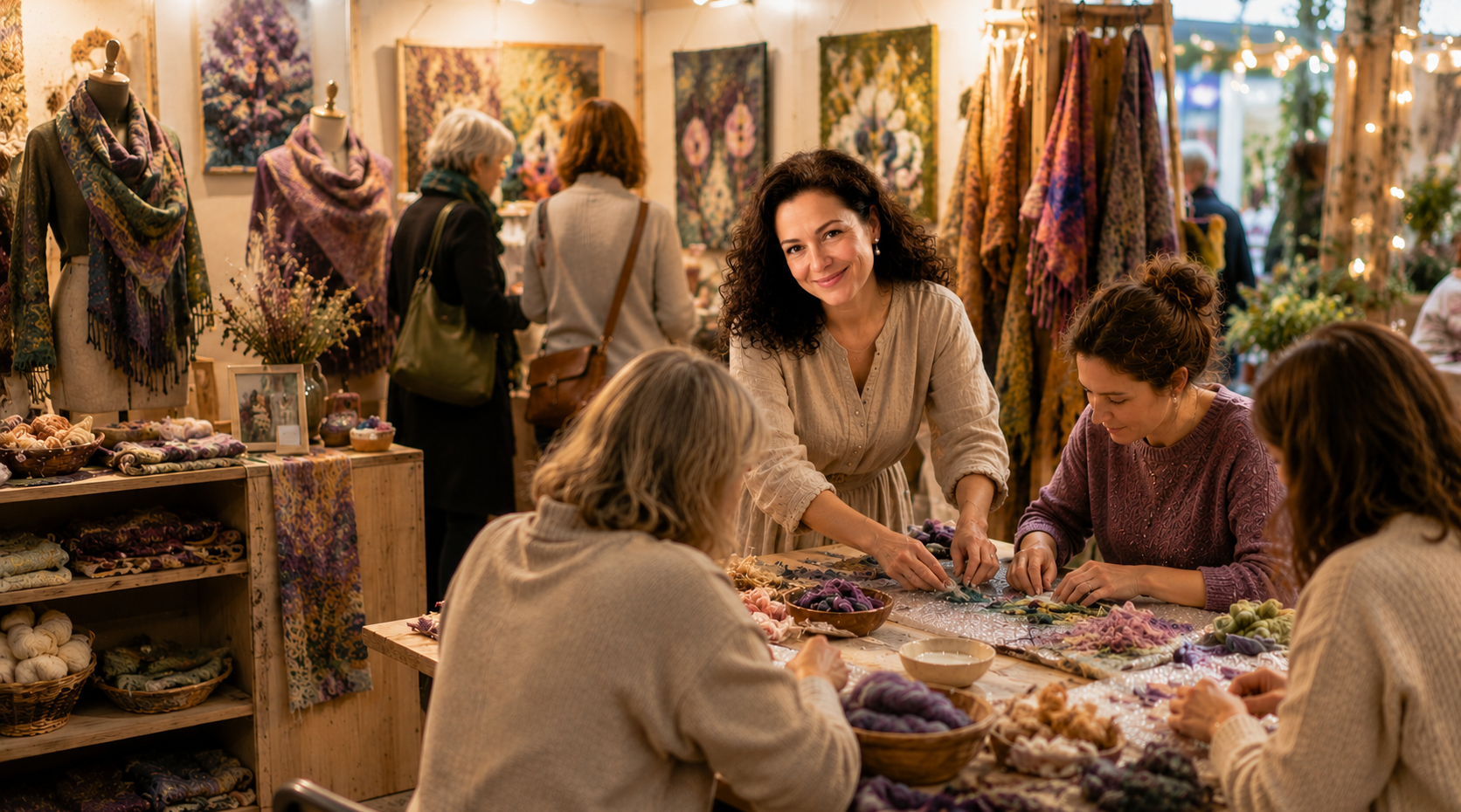 Exhibitions and meet-ups around artisanal clothing creation at the Belfort boutique and during craft fairs.