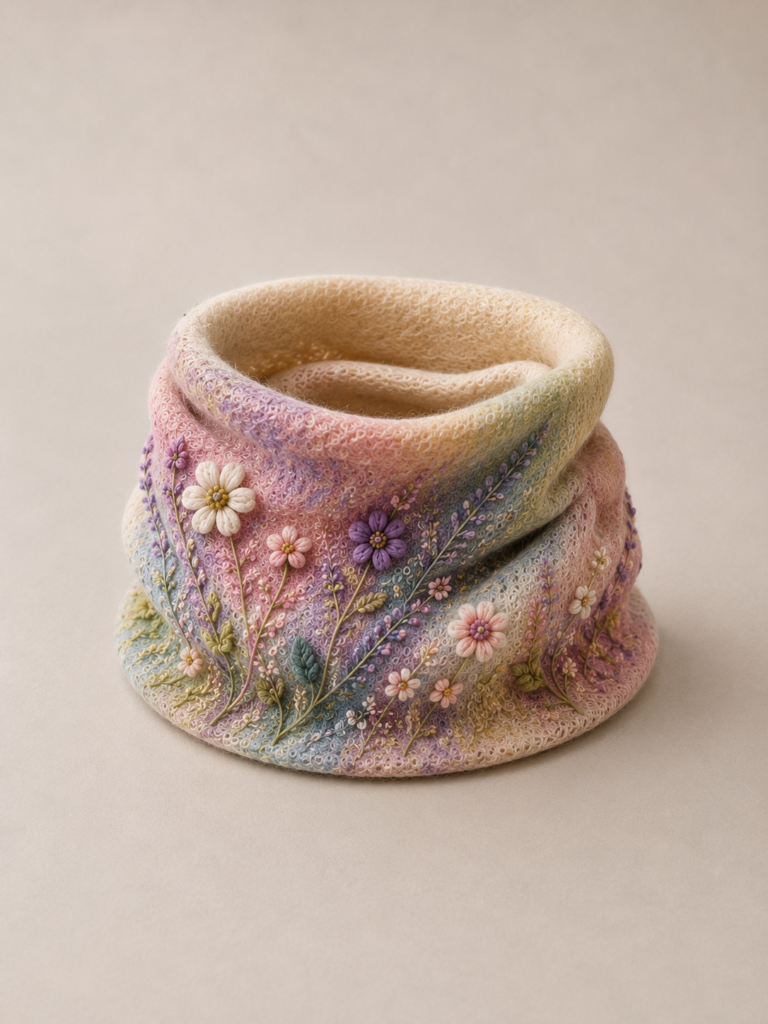 High-end neck gaiter in soft wool. Traditional textile craftsmanship for winter.