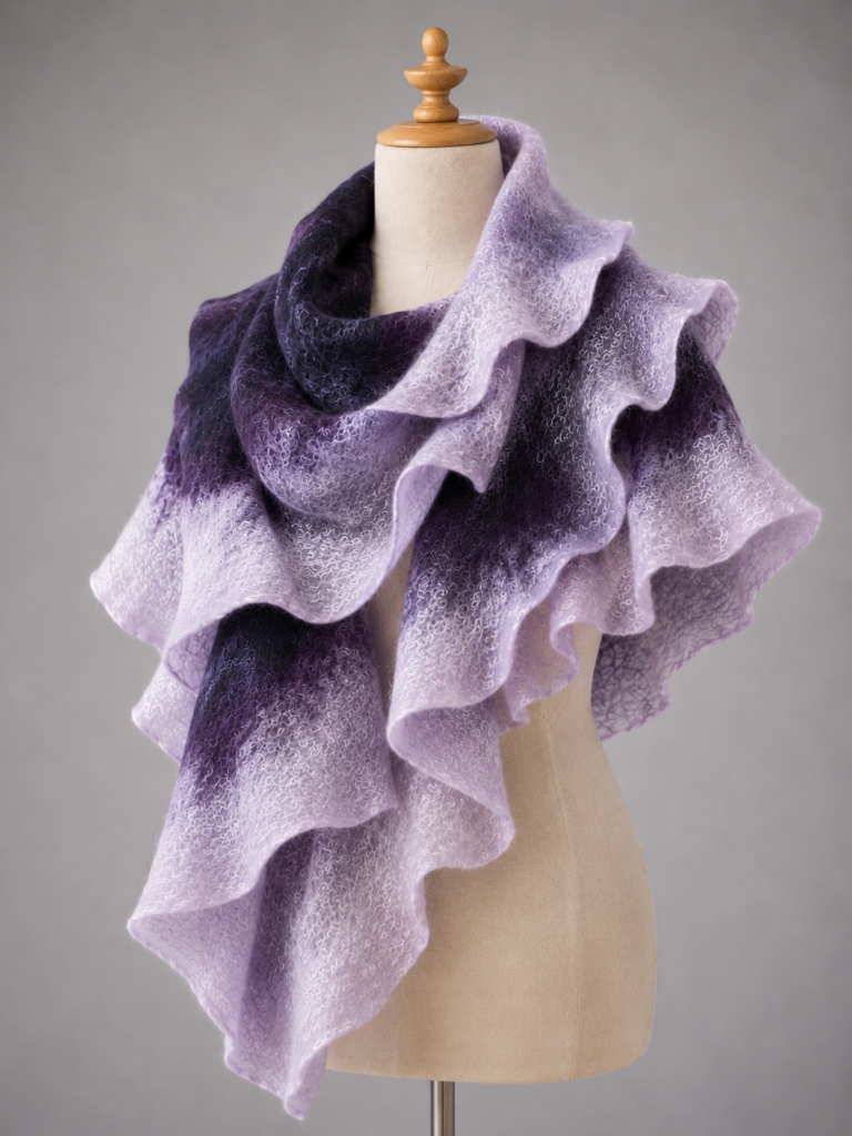 Ruffled scarves at accessible prices. An original handmade fashion accessory from the "Entre Fibres" workshop.